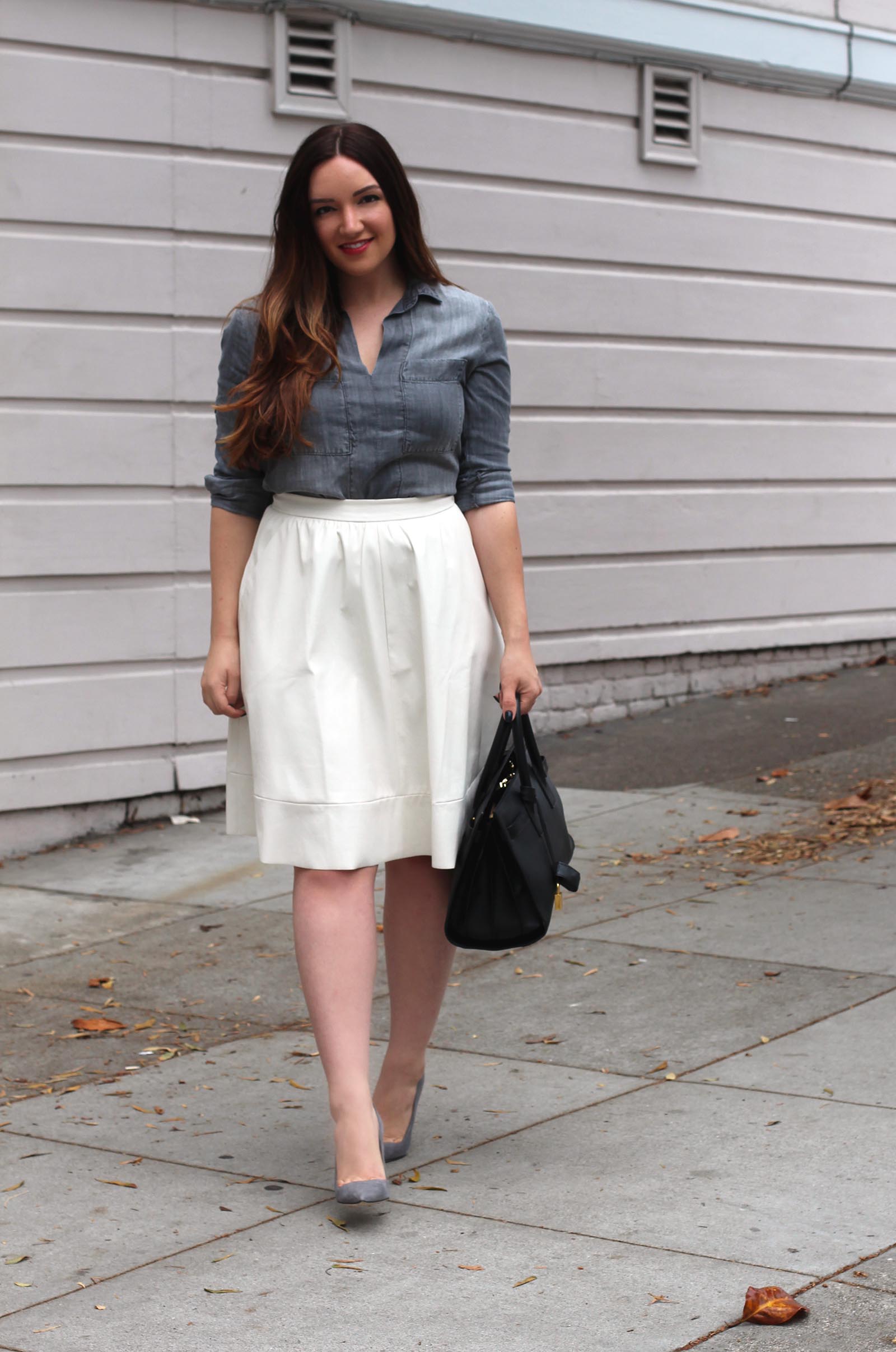white leather skirt