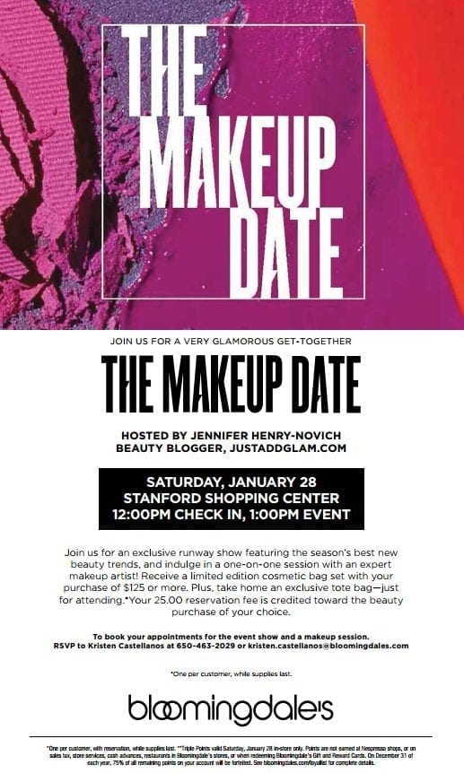 Makeup Date event at Bloomingdales featured by popular San Francisco beauty blogger, Just Add Glam