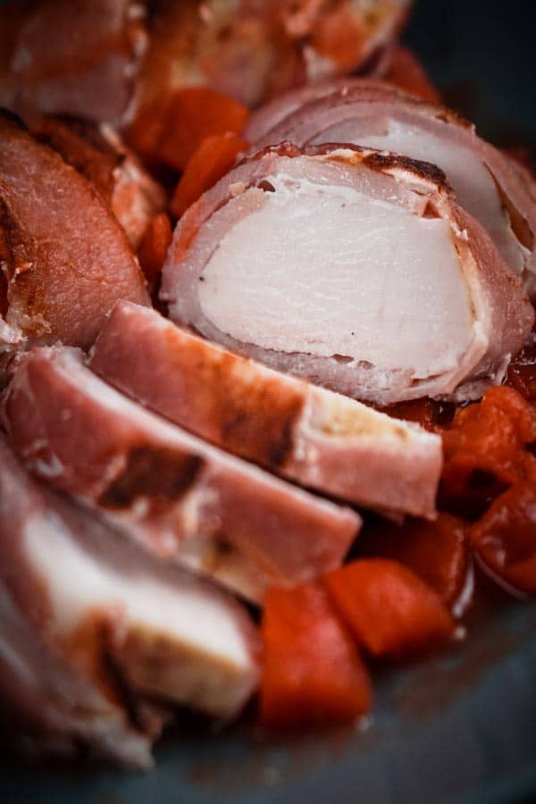 Keto Thanksgiving Recipes featured by top US lifestyle blog, Just Add Glam: bacon wrapped turkey