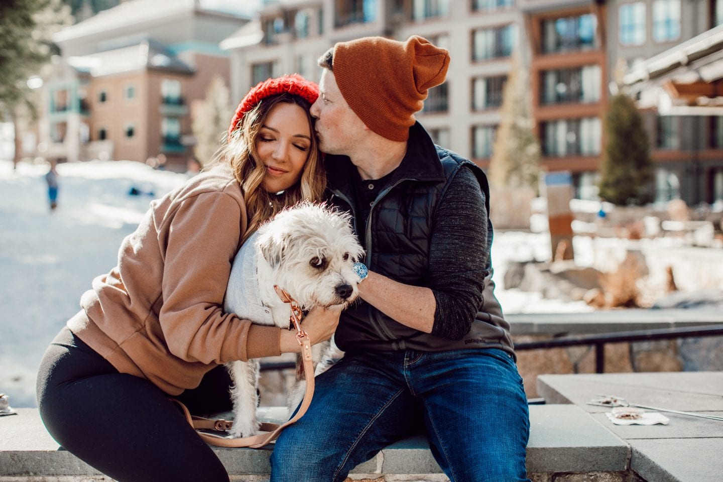 How to Set Expectations by popular San Francisco life and style blog, Just Add Glam: image of a man kissing a woman's head while she holds a dog. 