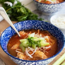 buffalo-cauliflower-soup-Just-Add-Glam | HEALTHY KETO CROCKPOT RECIPES TO EASE YOU INTO THE NEW YEAR by popular San Francisco life and style blog, Just Add Glam: image of Keto Buffalo Chicken Soup.