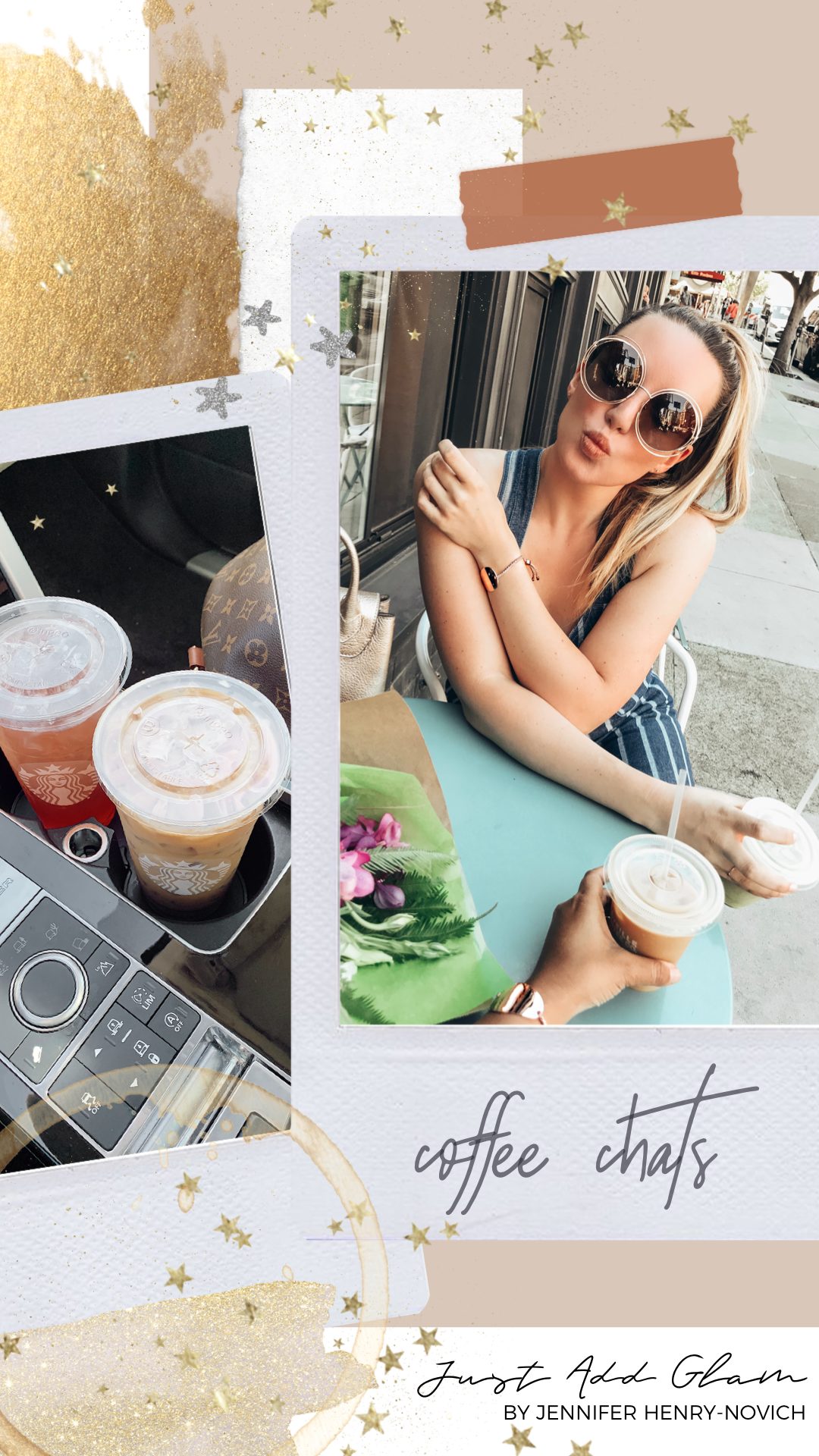 Personal Questions by popular San Francisco lifestyle blog, Just Add Glam: image of some polaroid pictures of a woman sitting down and drinking coffee. | Q&A Session by popular San Francisco lifestyle blog, Just Add Glam: image of two polaroid images of a woman drinking ice coffees.