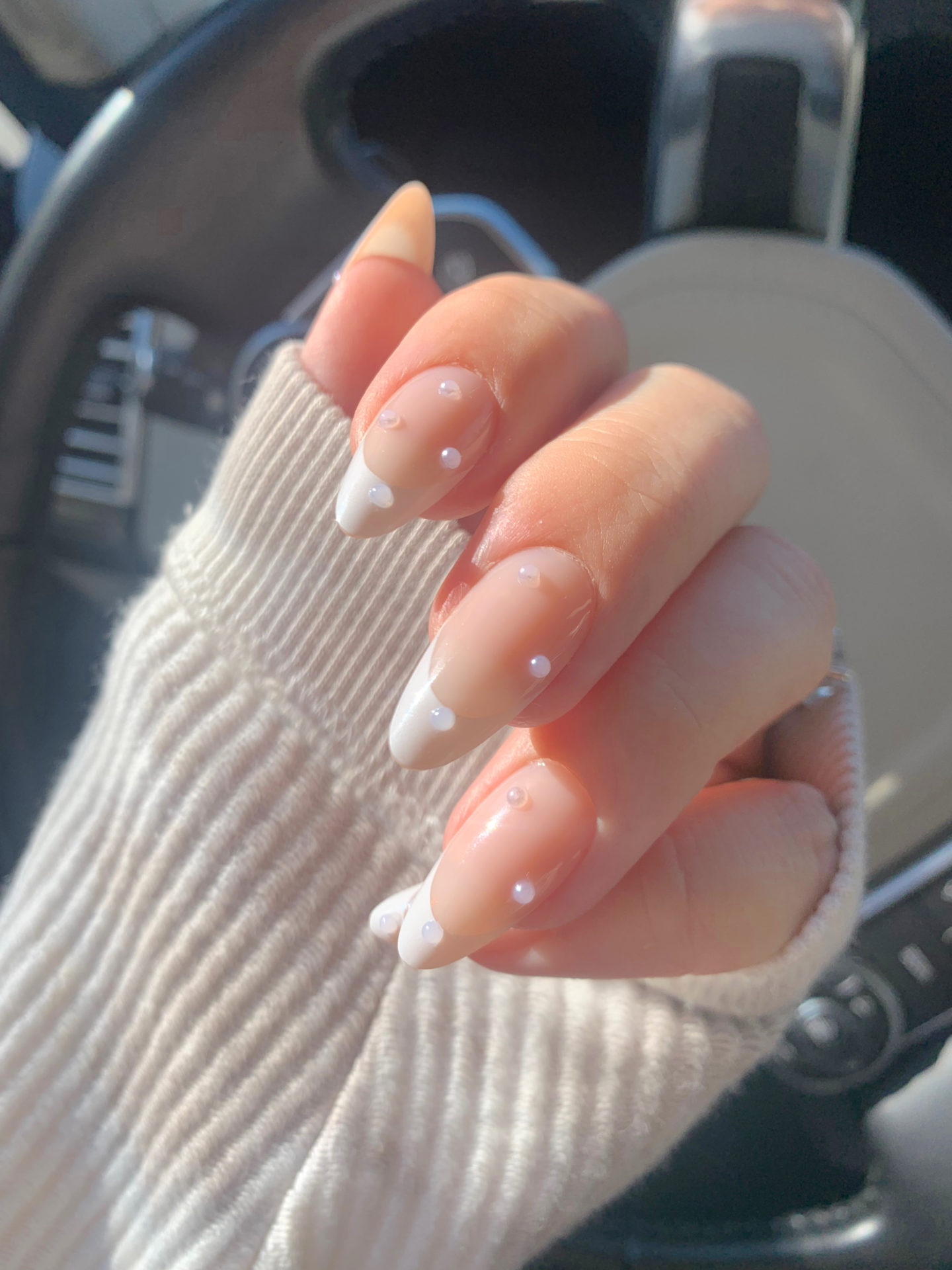 pearl french tip nails